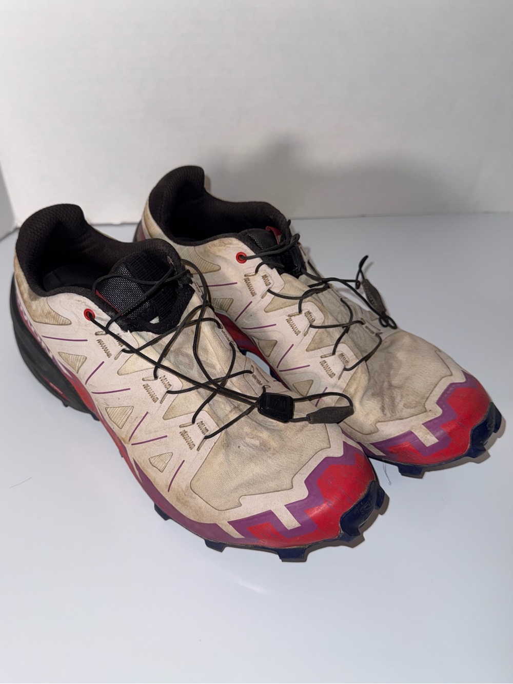 SALOMON Women's Speedcross 6 trail running shoes white sparkling grape red 9